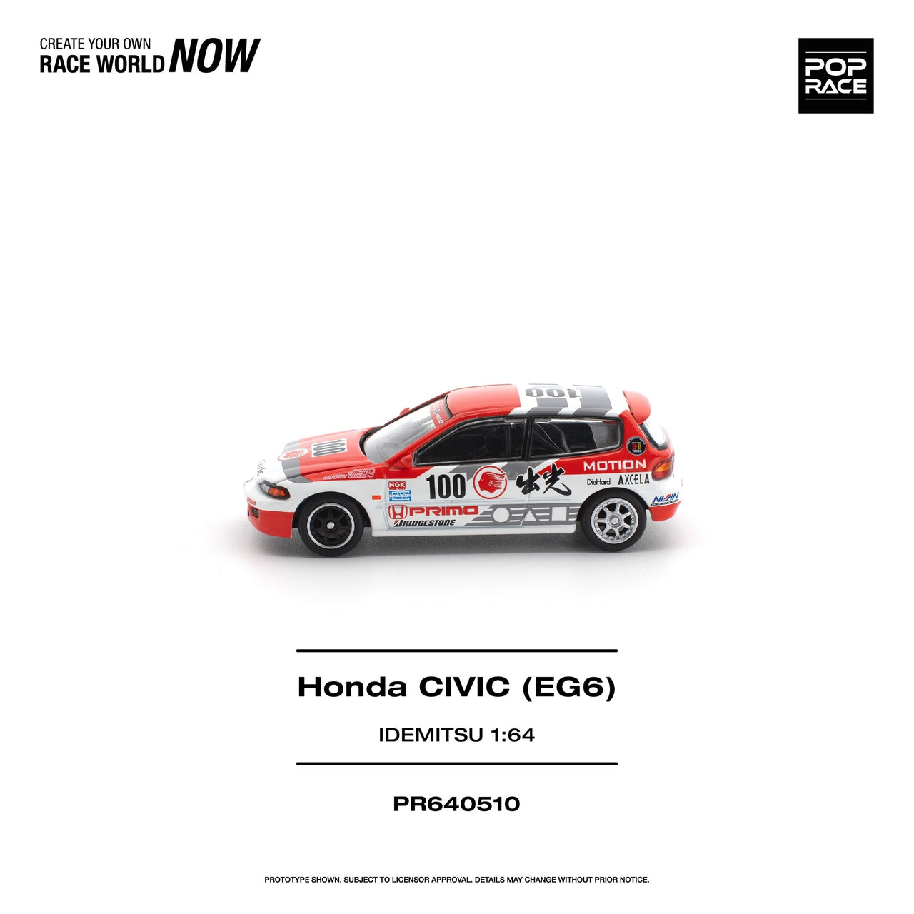 PRE-ORDER Pop Race 1:64 HONDA CIVIC EG6 IDEMITSU MOTION INFINITE