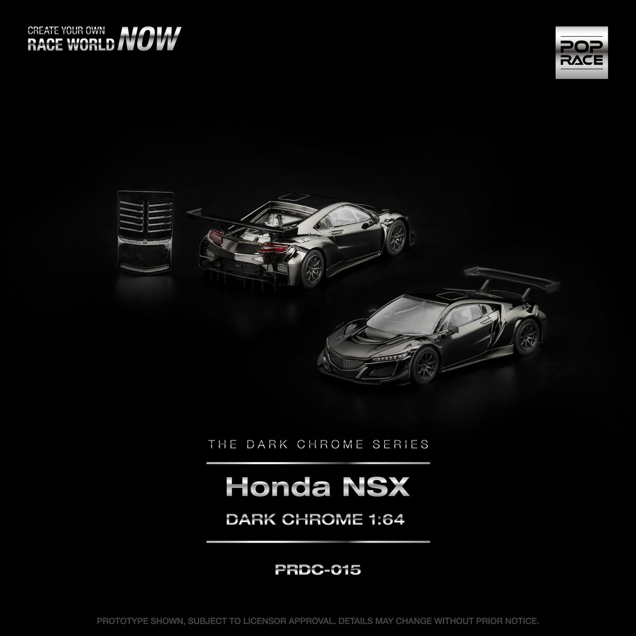 PRE-ORDER Pop Race 1:64 HONDA NSX GT3 EV022 DARK CHROME