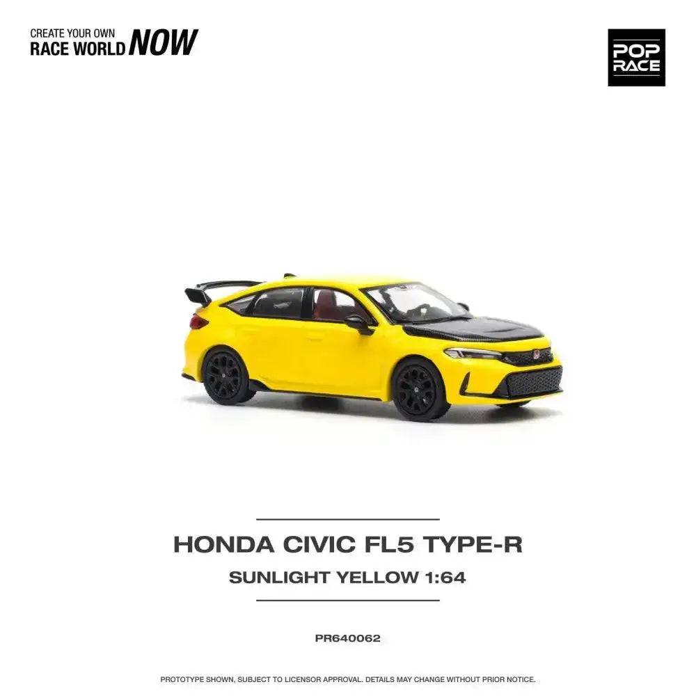 PRE-ORDER Pop Race 1:64 Honda Civic FL5 TYPE-R SUNLIGHT YELLOW