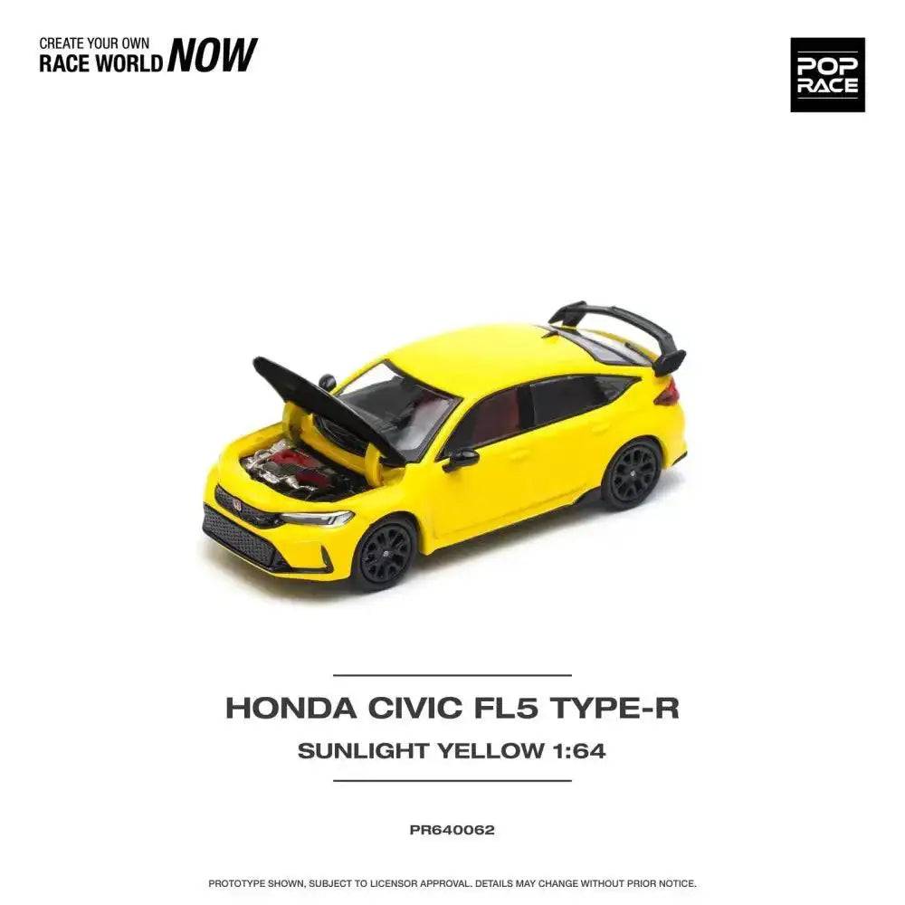 PRE-ORDER Pop Race 1:64 Honda Civic FL5 TYPE-R SUNLIGHT YELLOW