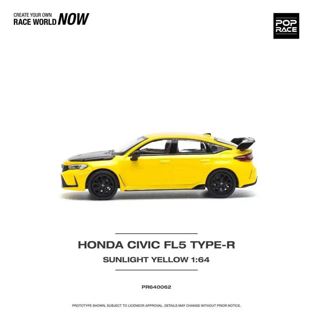 PRE-ORDER Pop Race 1:64 Honda Civic FL5 TYPE-R SUNLIGHT YELLOW