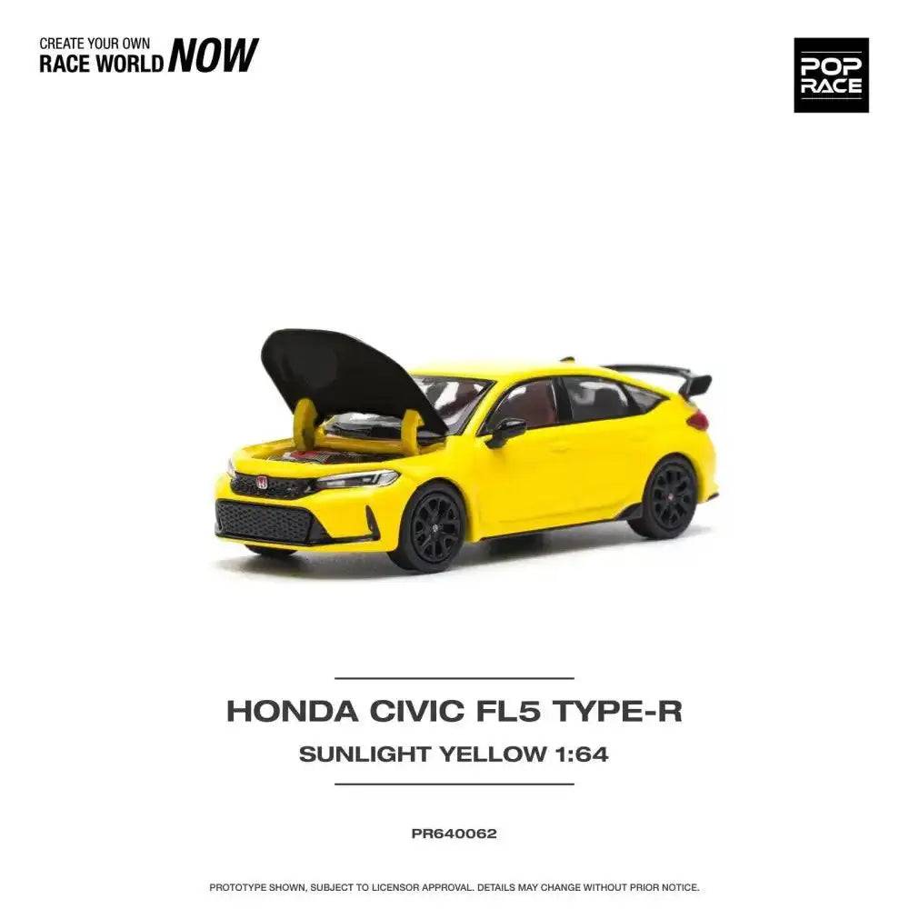 PRE-ORDER Pop Race 1:64 Honda Civic FL5 TYPE-R SUNLIGHT YELLOW