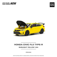 Thumbnail for PRE-ORDER Pop Race 1:64 Honda Civic FL5 TYPE-R SUNLIGHT YELLOW