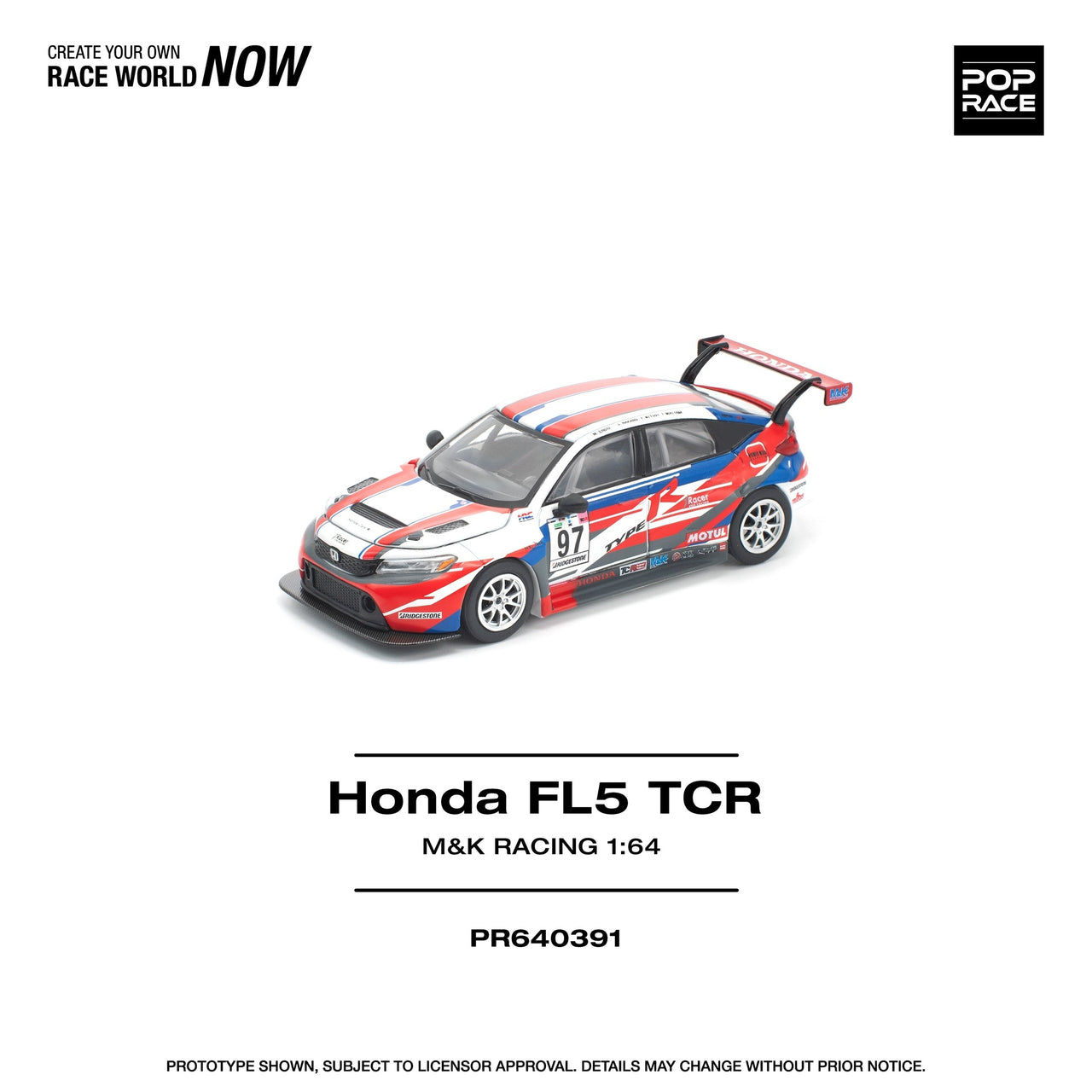 PRE-ORDER Pop Race 1:64 Honda Civic TYPE-R FL5 TCR - M&K RACING