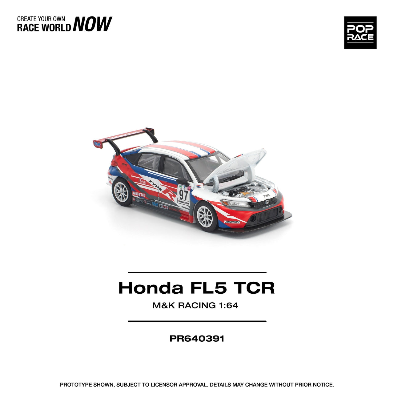 PRE-ORDER Pop Race 1:64 Honda Civic TYPE-R FL5 TCR - M&K RACING