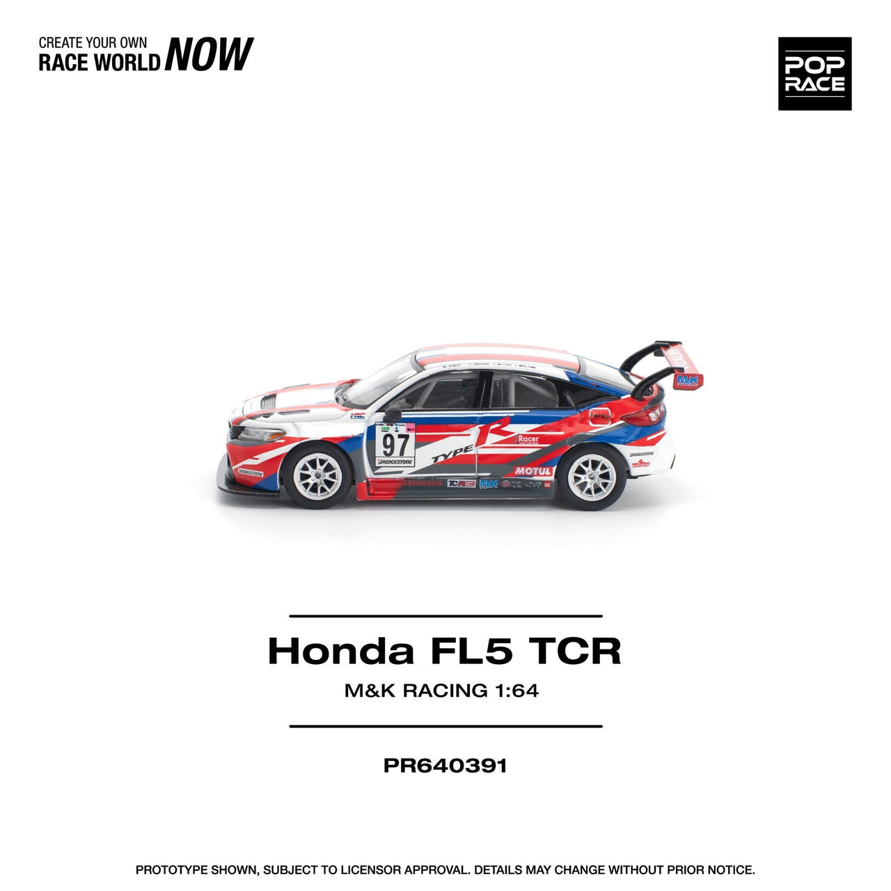 PRE-ORDER Pop Race 1:64 Honda Civic TYPE-R FL5 TCR - M&K RACING
