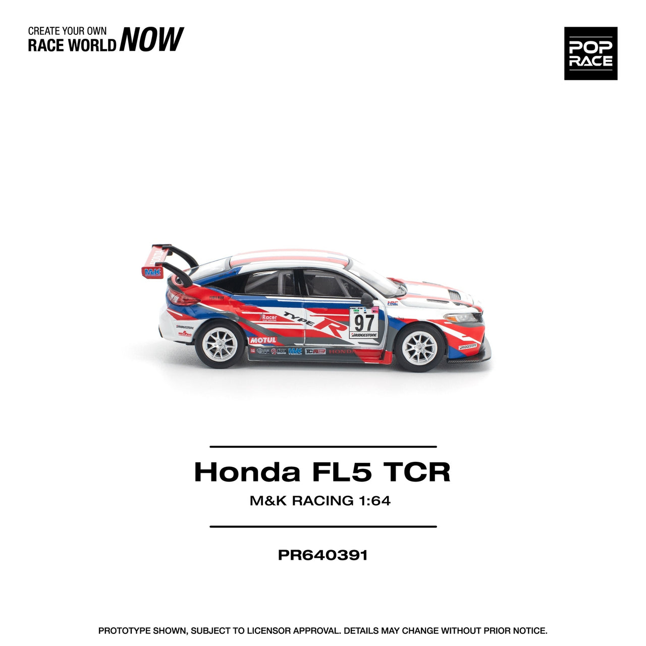 PRE-ORDER Pop Race 1:64 Honda Civic TYPE-R FL5 TCR - M&K RACING