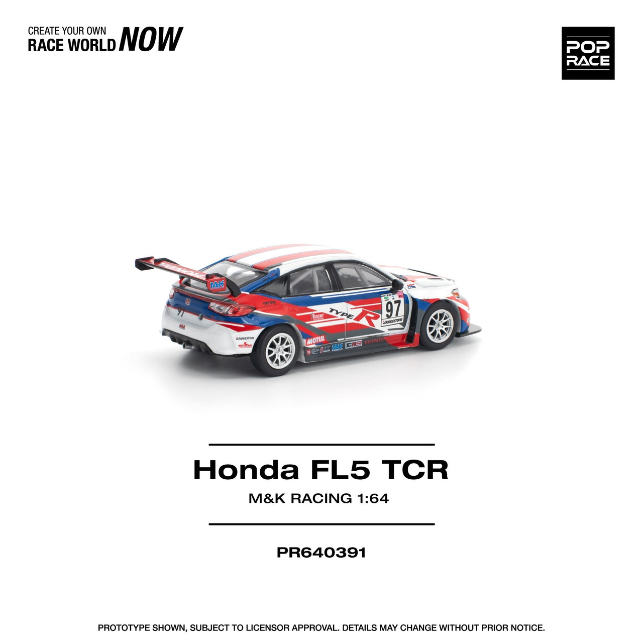 PRE-ORDER Pop Race 1:64 Honda Civic TYPE-R FL5 TCR - M&K RACING