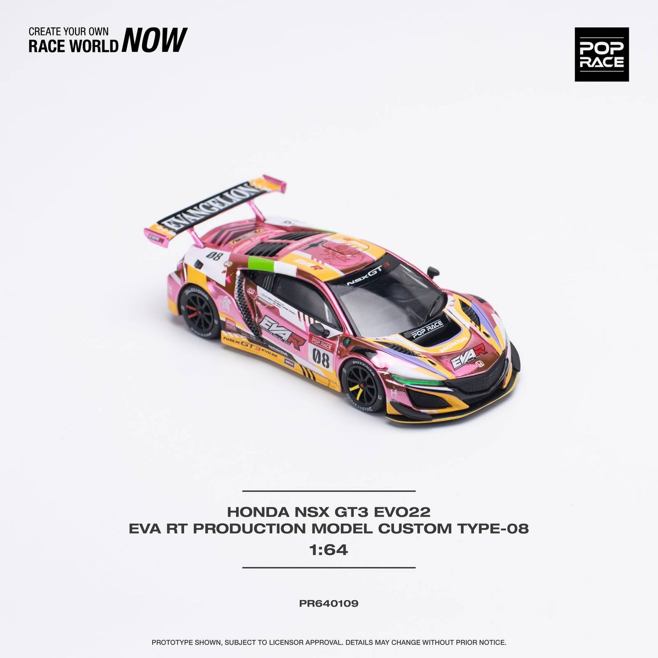 PRE-ORDER Pop Race 1:64 Honda NSX GT3 EVO22 EVA RT Production Model TYPE-08