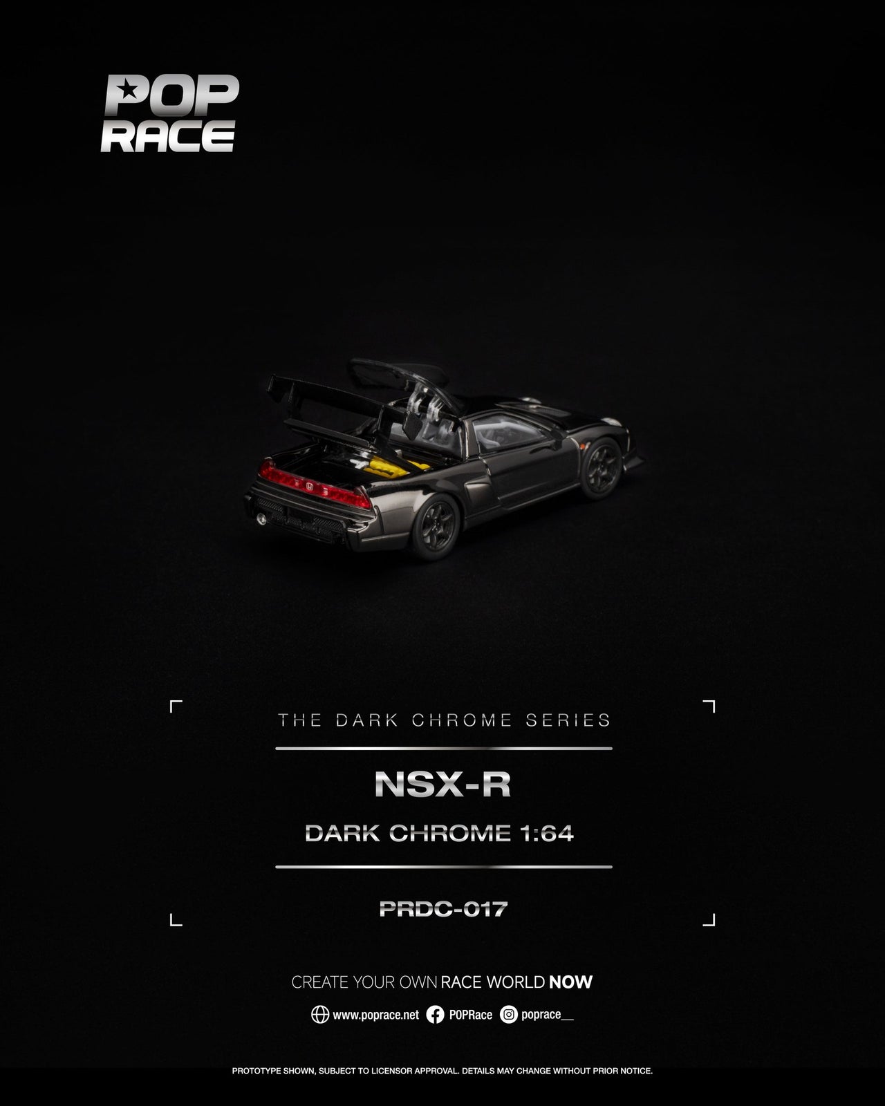 PRE-ORDER Pop Race 1:64 Honda NSX-R DARK CHROME