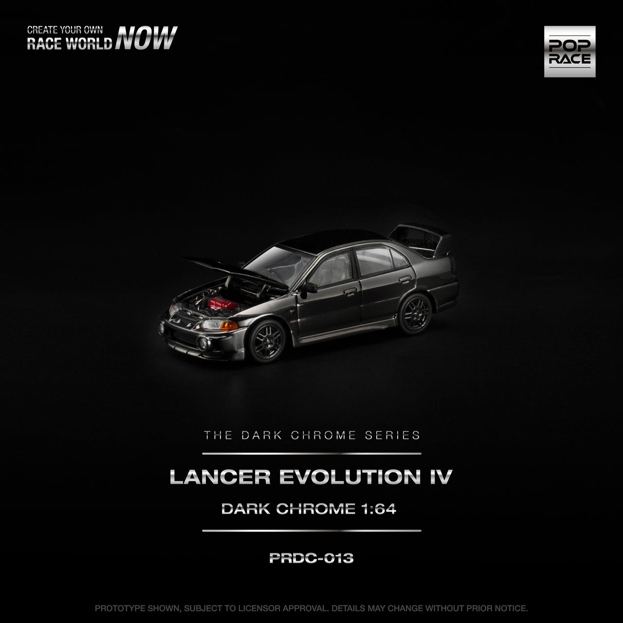 PRE-ORDER Pop Race 1:64 LANCER EVOLUTION IV DARK CHROME