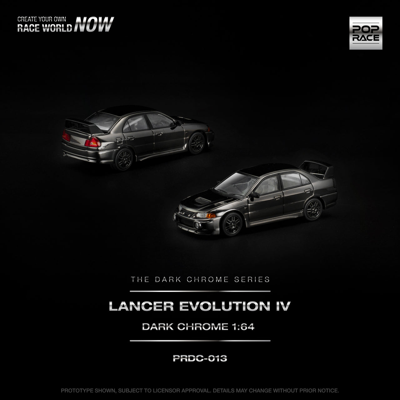 PRE-ORDER Pop Race 1:64 LANCER EVOLUTION IV DARK CHROME