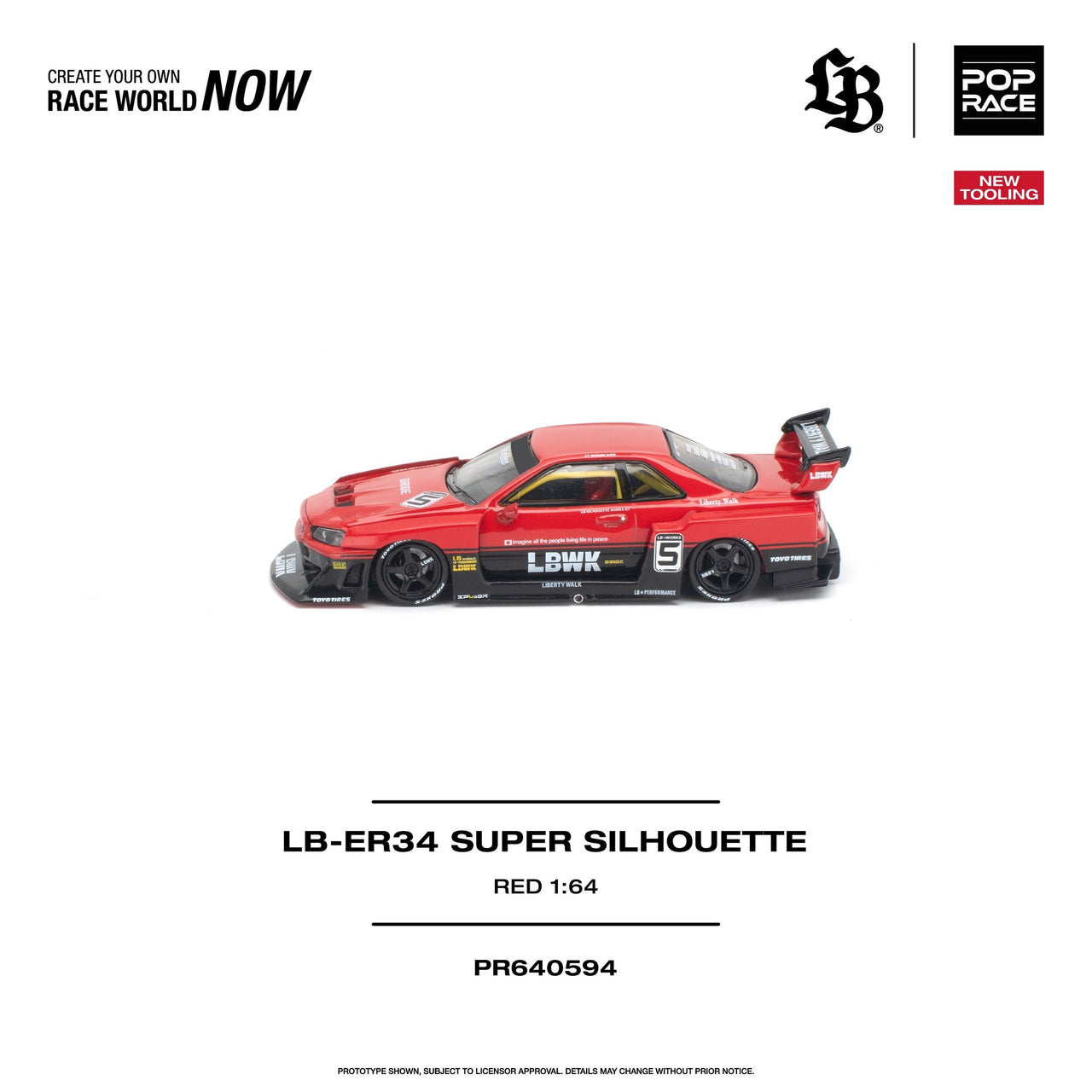 PRE-ORDER Pop Race 1:64 LB-ER34 Super Silhouette Red