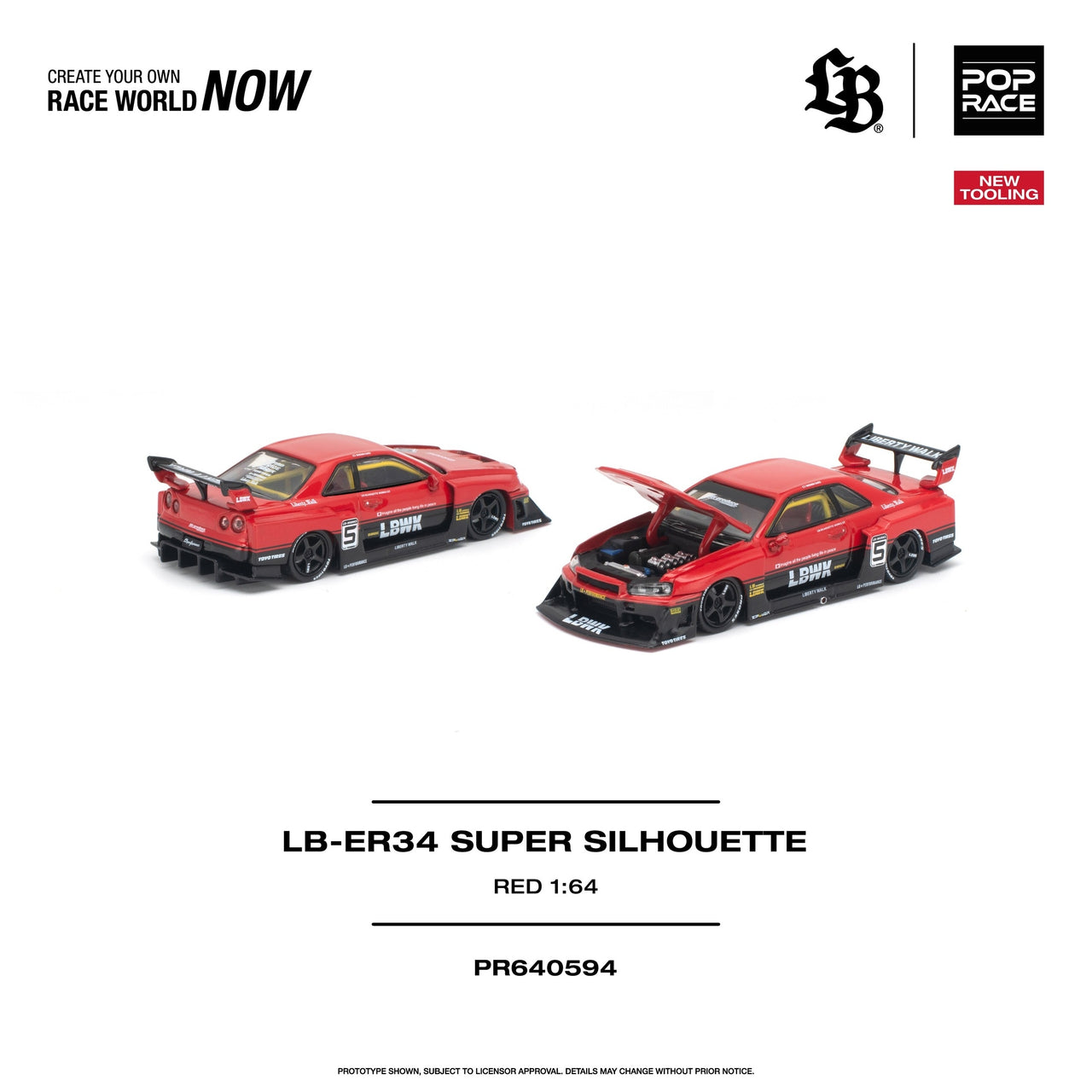 PRE-ORDER Pop Race 1:64 LB-ER34 Super Silhouette Red