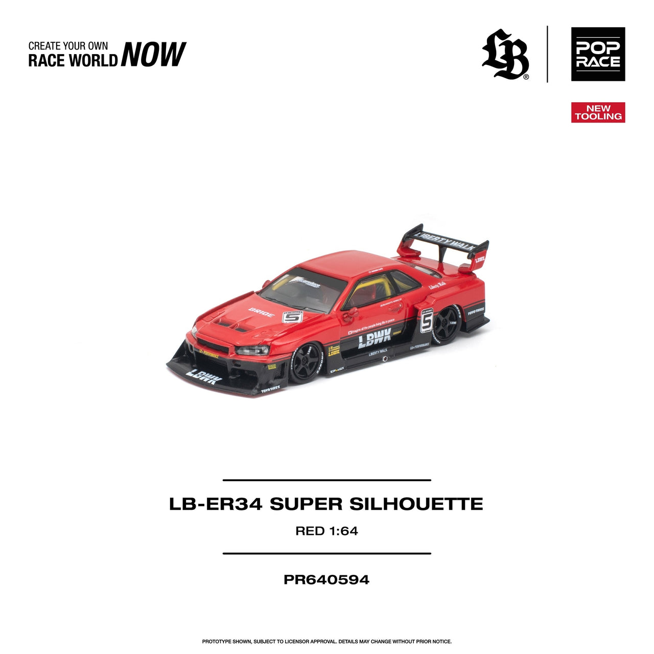 PRE-ORDER Pop Race 1:64 LB-ER34 Super Silhouette Red