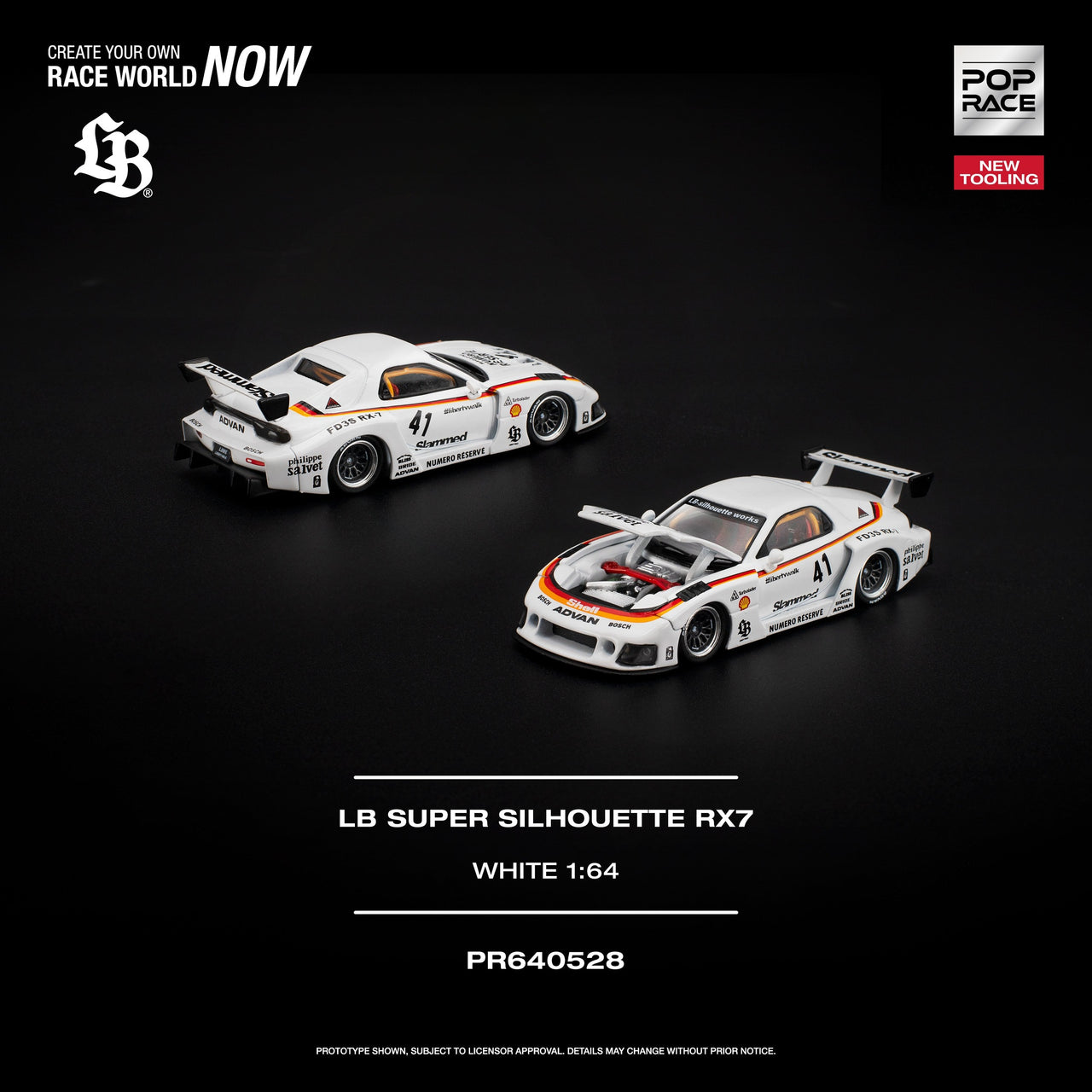 PRE-ORDER Pop Race 1:64 LB SUPER SILHOUETTE RX7 FD3S WHITE NEW TOOLING