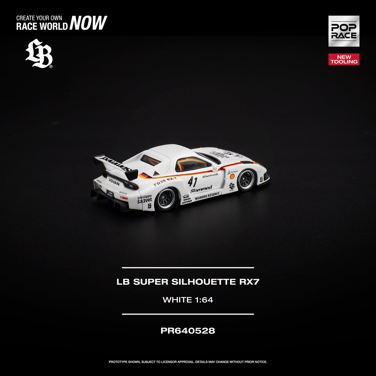 PRE-ORDER Pop Race 1:64 LB SUPER SILHOUETTE RX7 FD3S WHITE NEW TOOLING