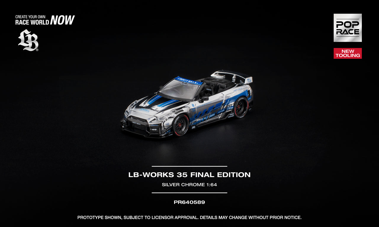 PRE-ORDER Pop Race 1:64 LB-WORKS 35 FINAL EDITION SILVER CHROME NEW TOOLING