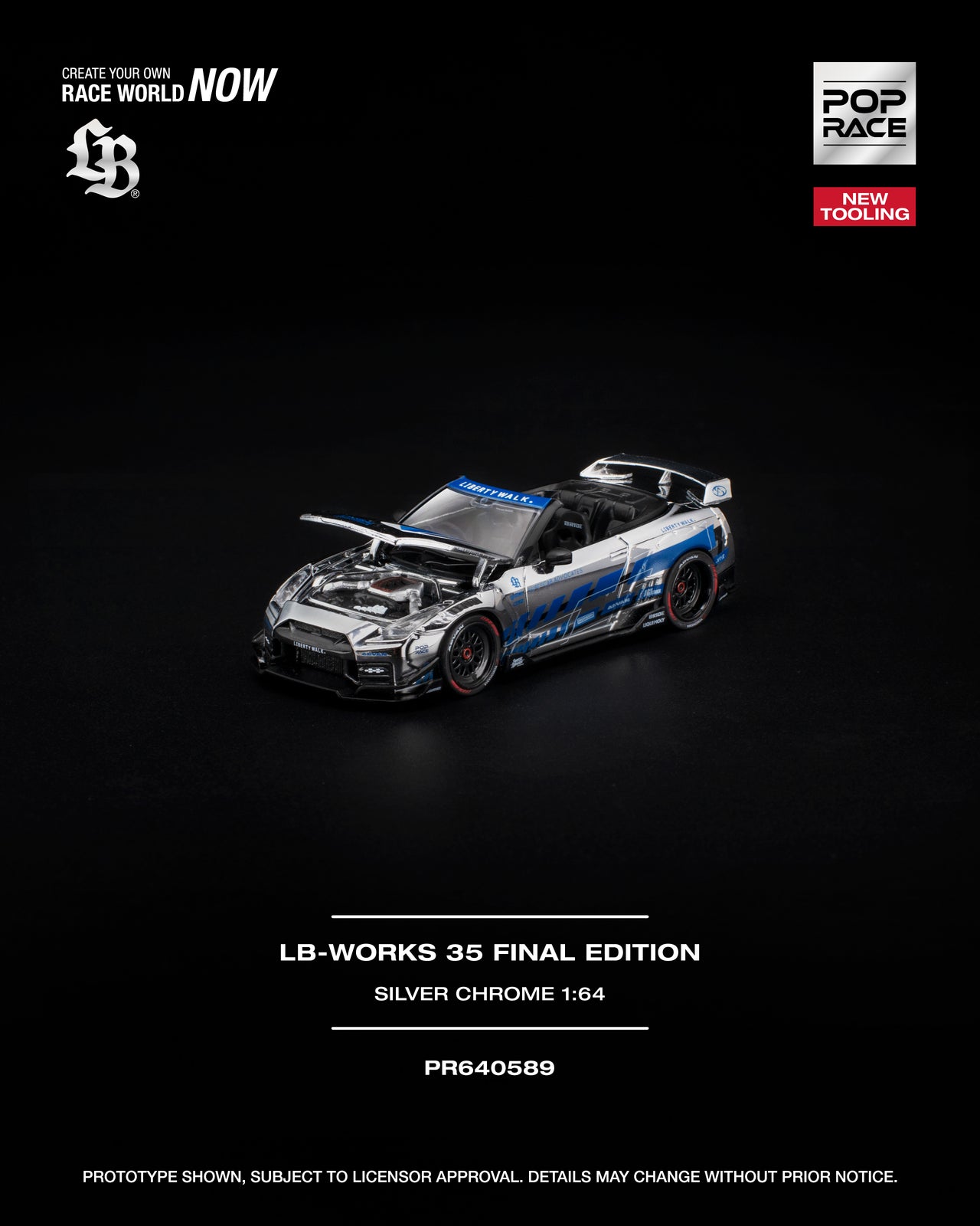 PRE-ORDER Pop Race 1:64 LB-WORKS 35 FINAL EDITION SILVER CHROME NEW TOOLING
