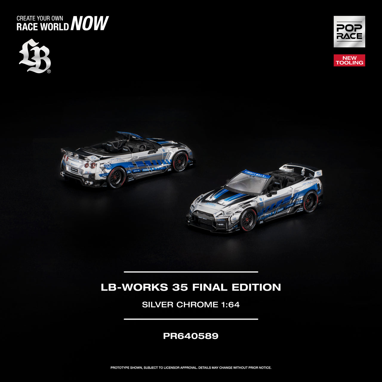 PRE-ORDER Pop Race 1:64 LB-WORKS 35 FINAL EDITION SILVER CHROME NEW TOOLING
