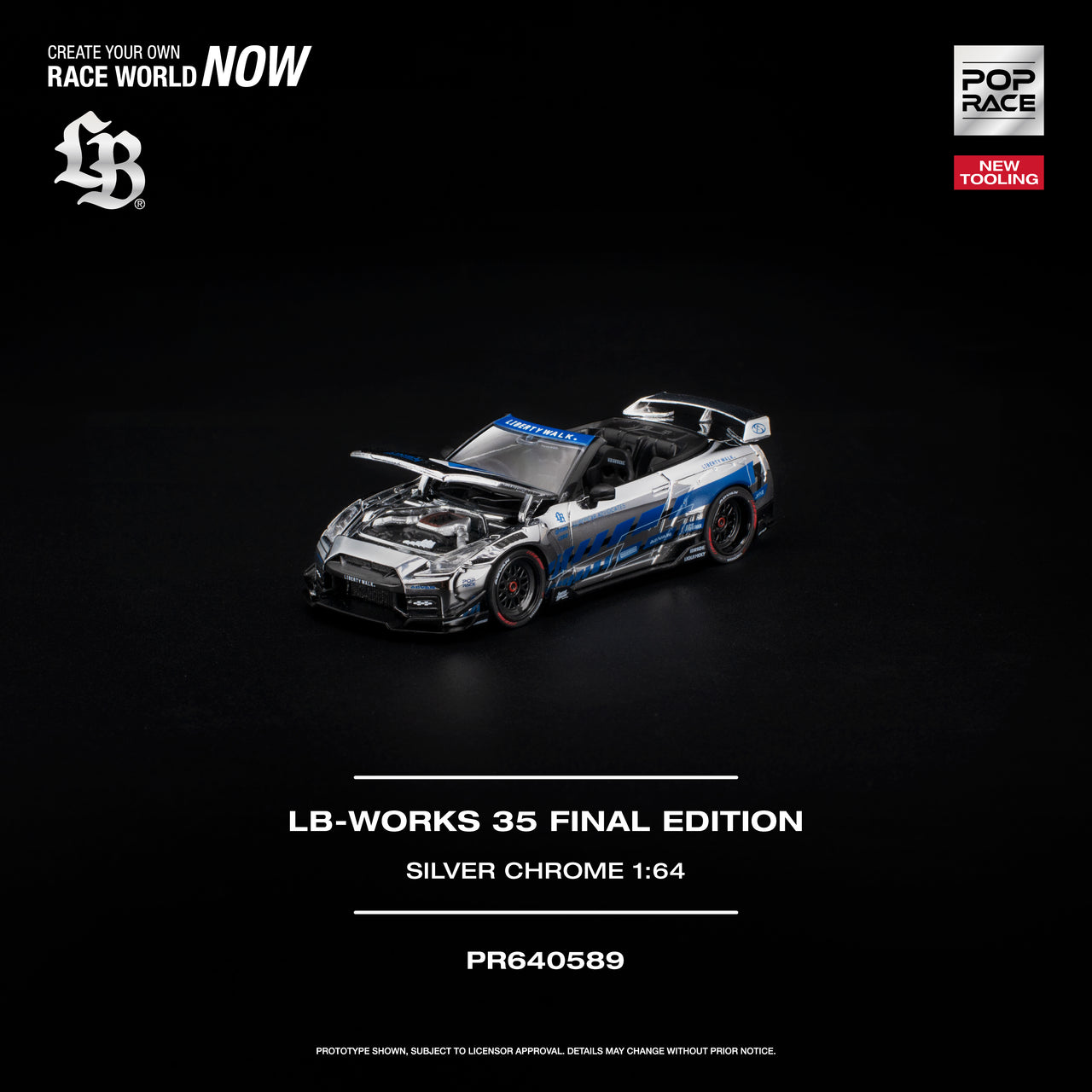 PRE-ORDER Pop Race 1:64 LB-WORKS 35 FINAL EDITION SILVER CHROME NEW TOOLING