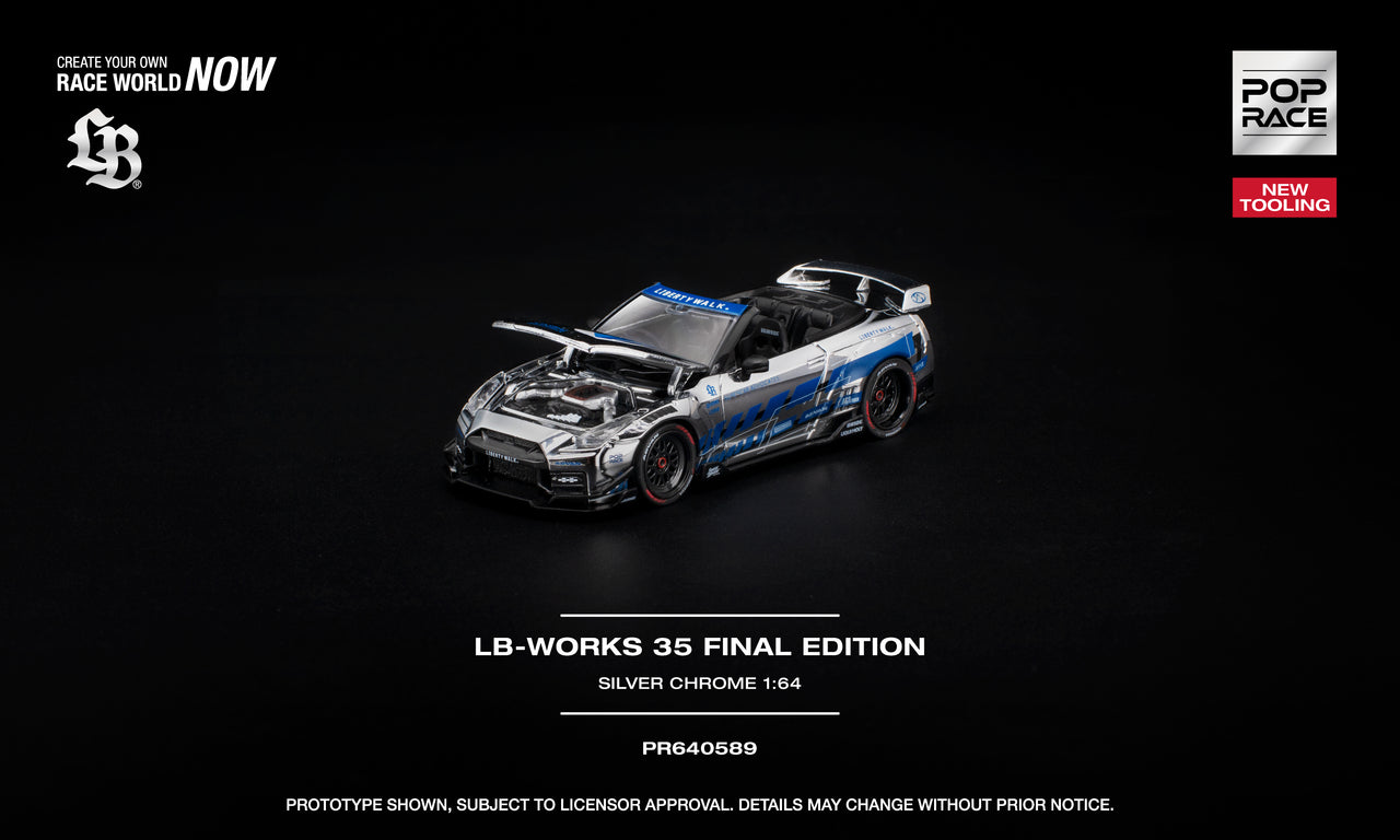 PRE-ORDER Pop Race 1:64 LB-WORKS 35 FINAL EDITION SILVER CHROME NEW TOOLING