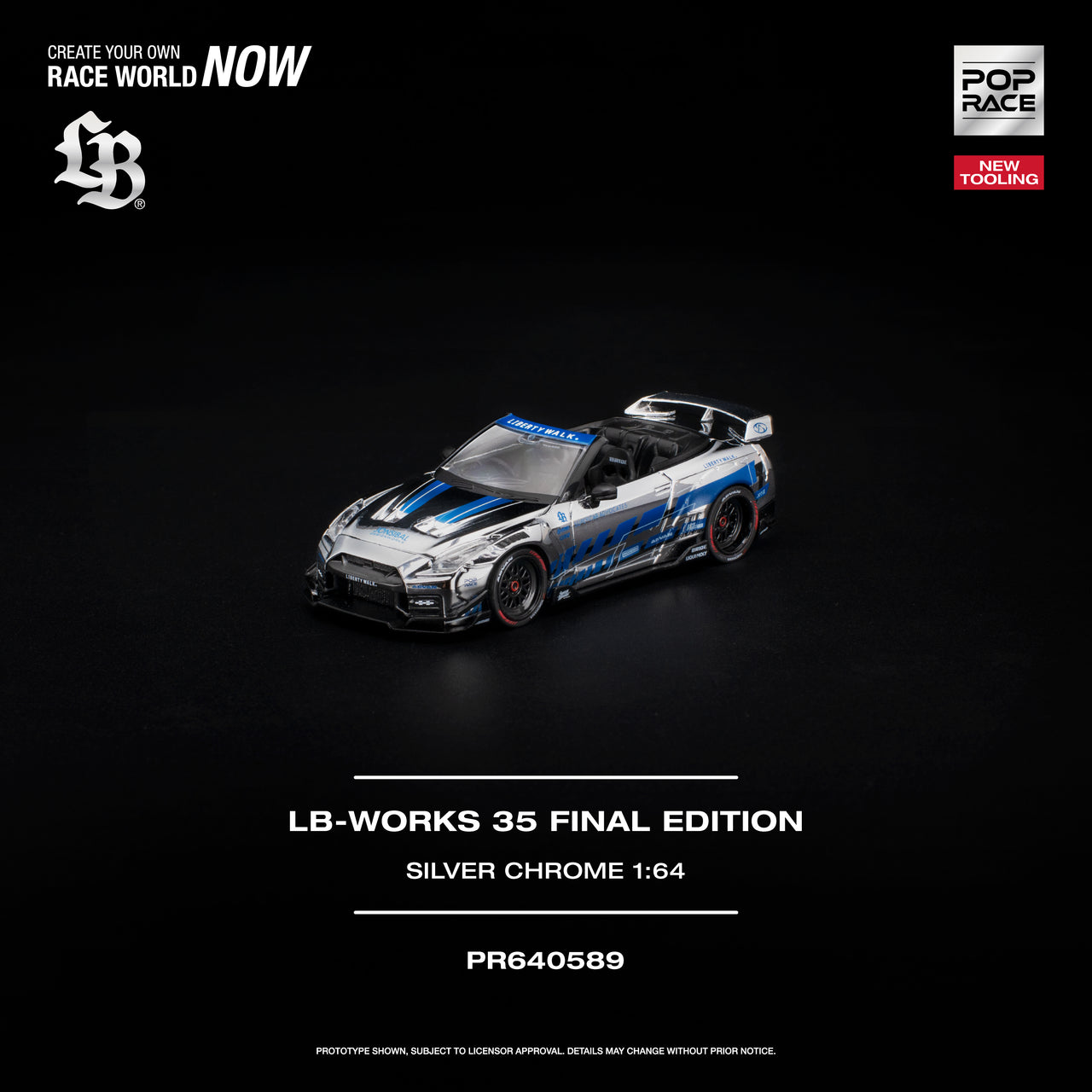PRE-ORDER Pop Race 1:64 LB-WORKS 35 FINAL EDITION SILVER CHROME NEW TOOLING