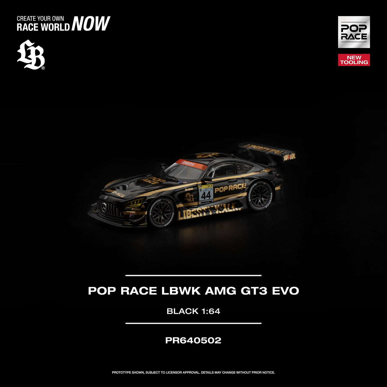 PRE-ORDER Pop Race 1:64 LBWK AMG GT3 EVO BLACK NEW TOOLING