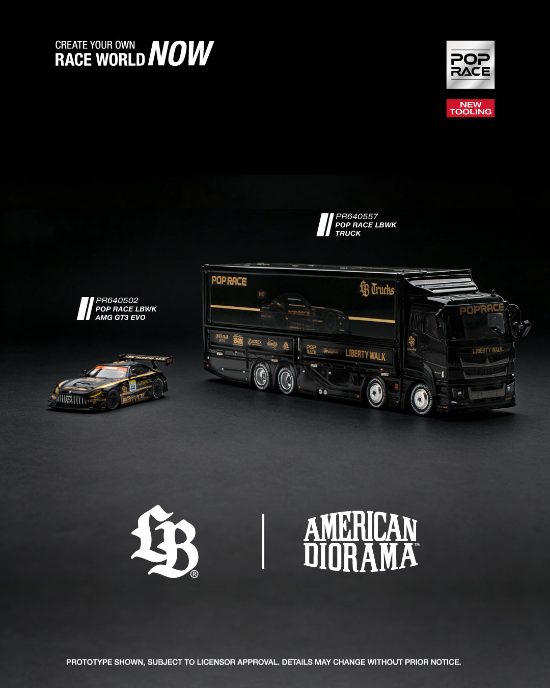 PRE-ORDER Pop Race 1:64 LBWK TRUCK BLACK NEW TOOLING