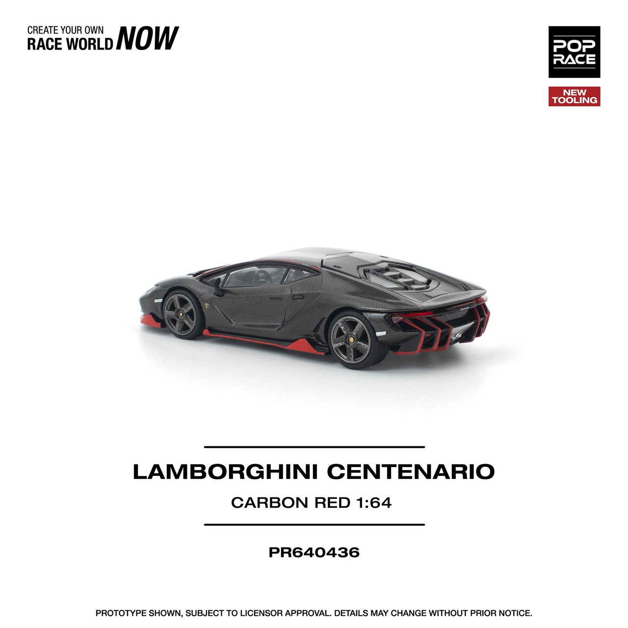 PRE-ORDER Pop Race 1:64 Lamborghini CENTENARIO CARBON RED