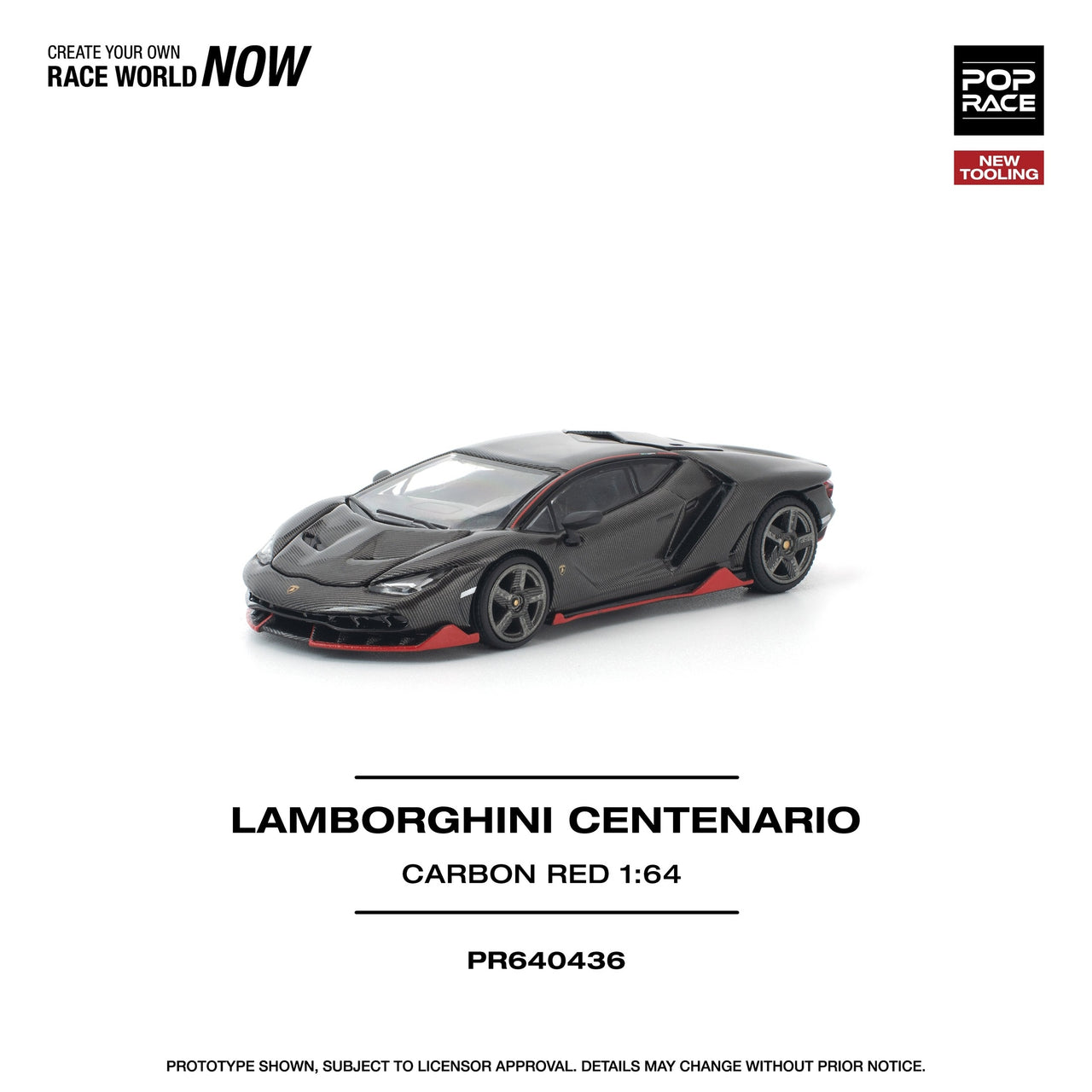 PRE-ORDER Pop Race 1:64 Lamborghini CENTENARIO CARBON RED