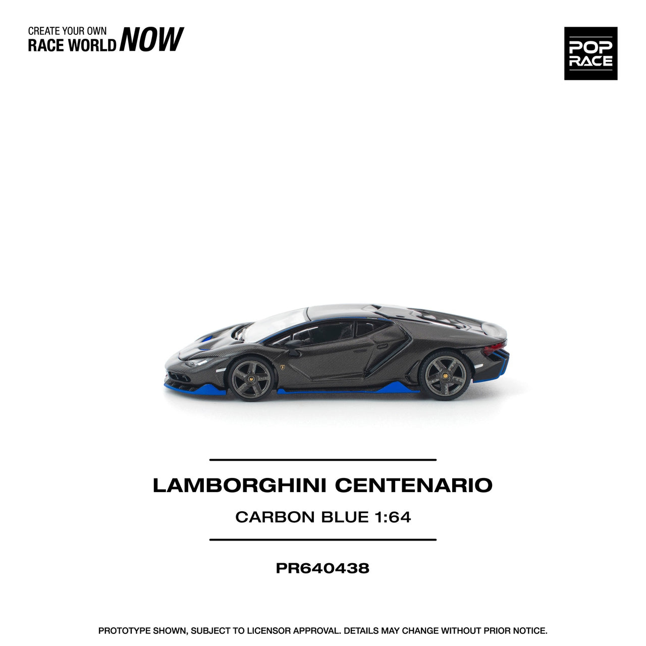 PRE-ORDER Pop Race 1:64 Lamborghini CENTENARIO CARBON BLUE