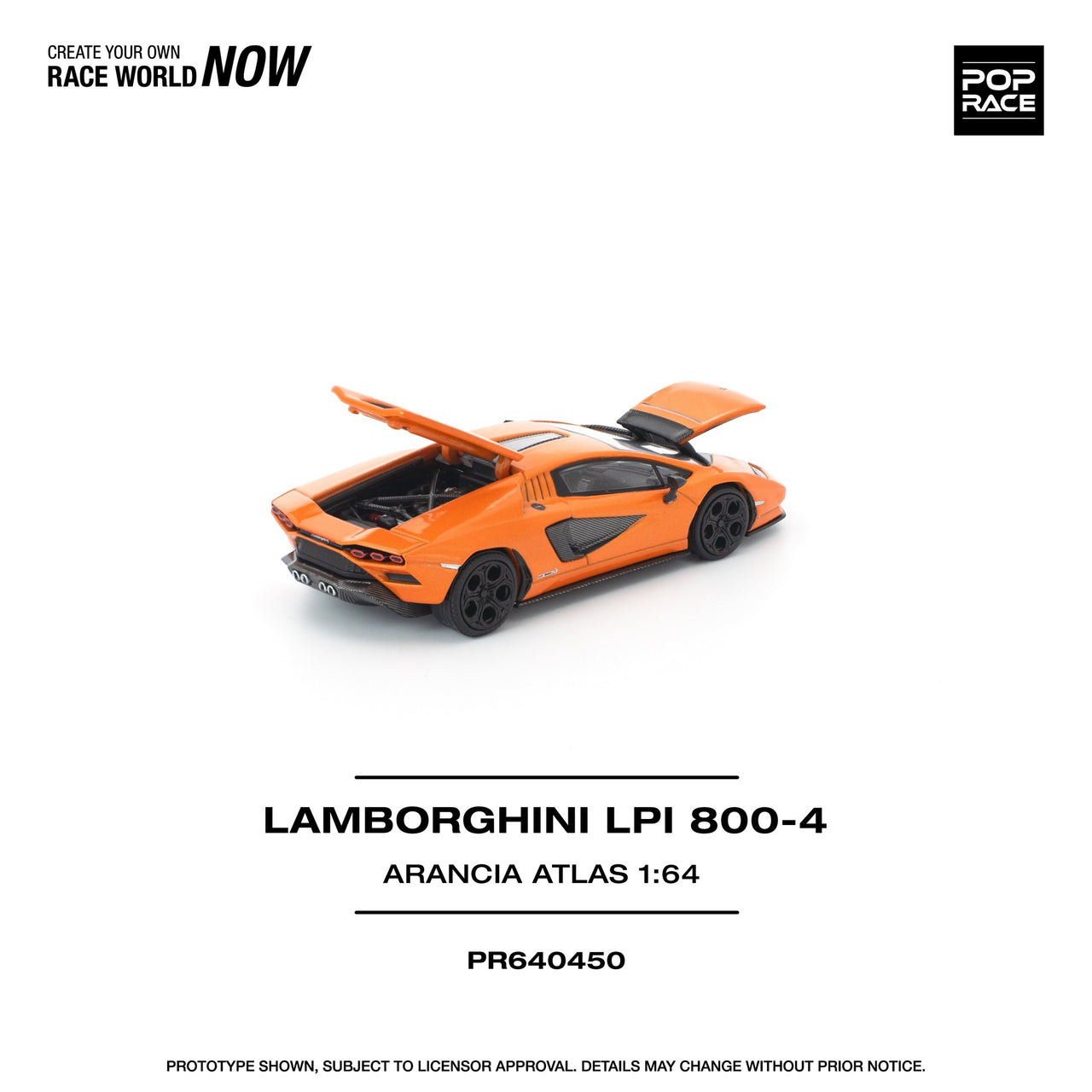 PRE-ORDER Pop Race 1:64 Lamborghini COUNTACH LP1 800-4 ARANCIA ATLAS