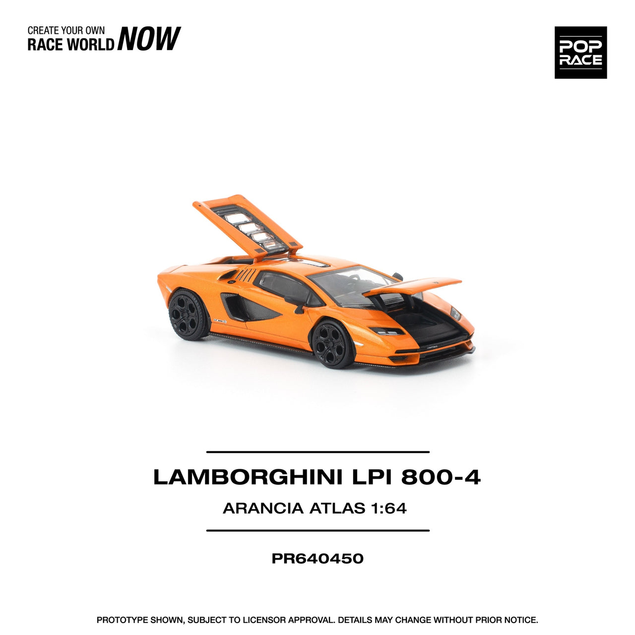 PRE-ORDER Pop Race 1:64 Lamborghini COUNTACH LP1 800-4 ARANCIA ATLAS