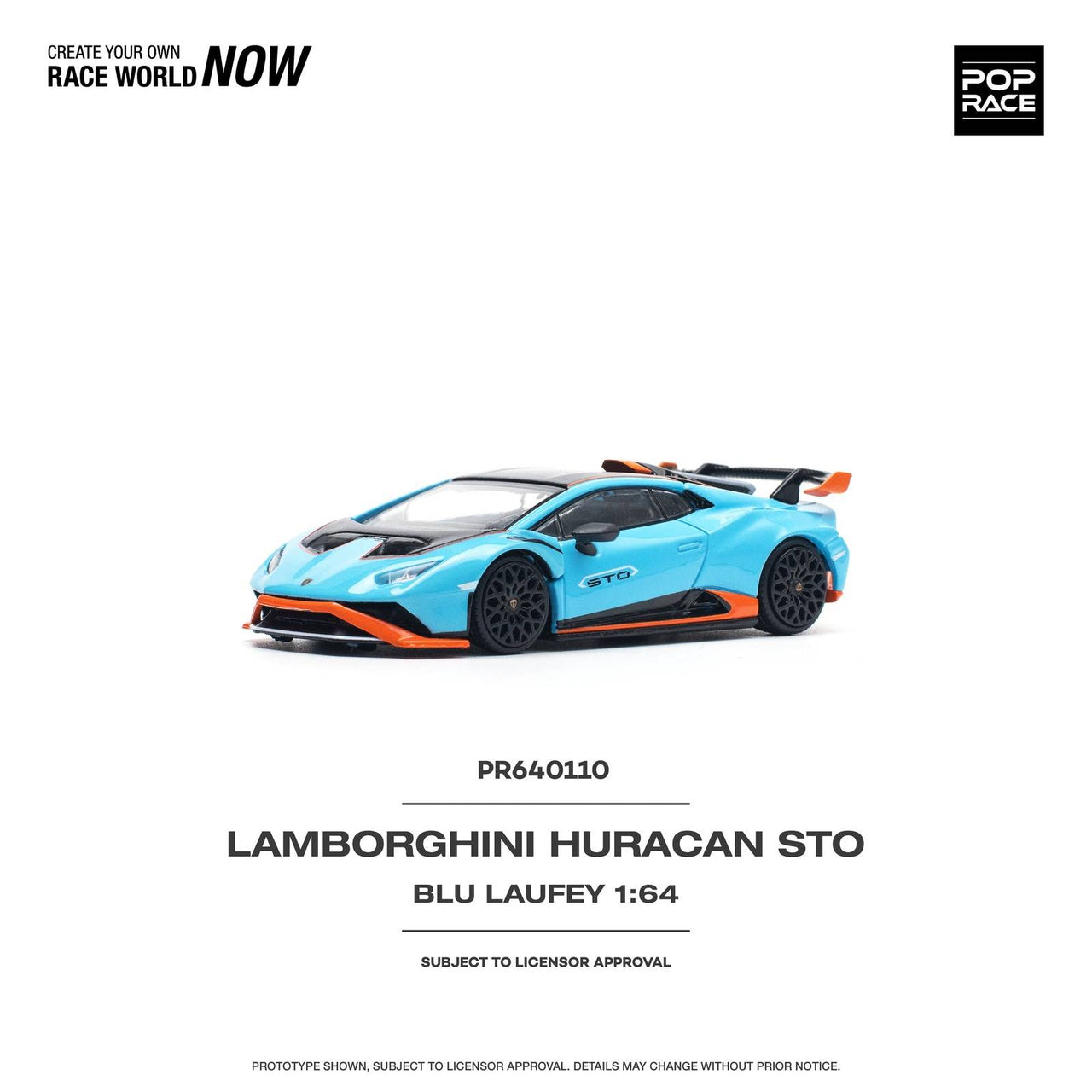 PRE-ORDER Pop Race 1:64 Lamborghini Huracan STO Blu Laufey/Arancio Xanto