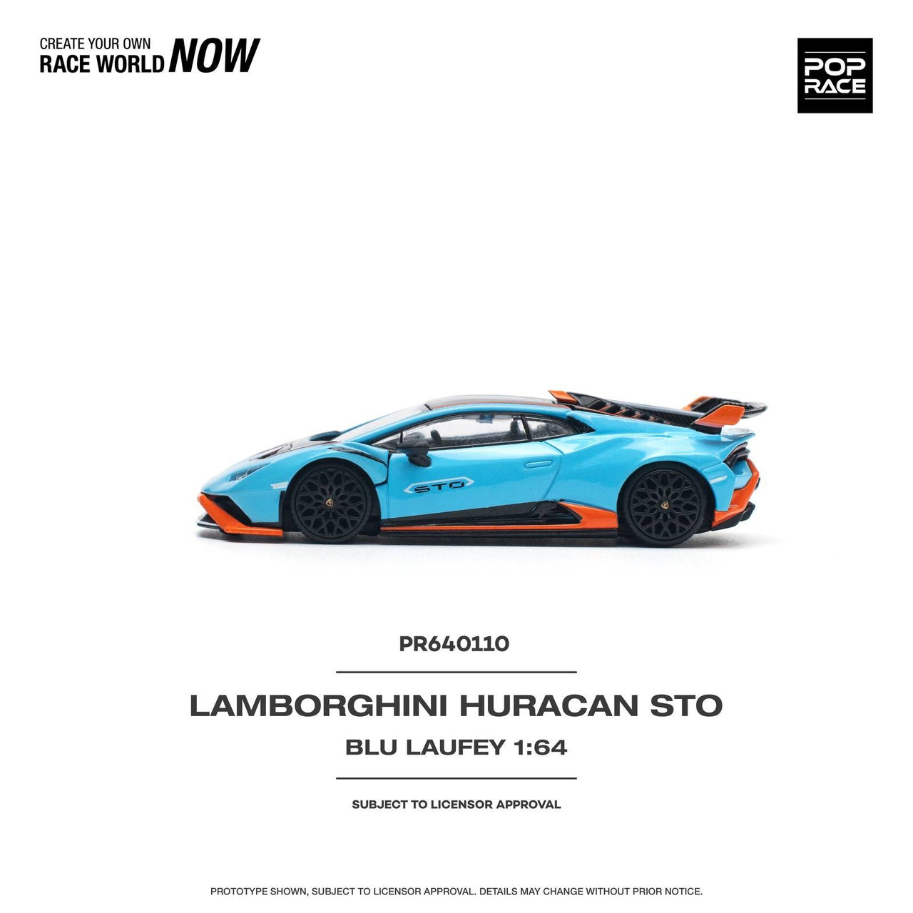 PRE-ORDER Pop Race 1:64 Lamborghini Huracan STO Blu Laufey/Arancio Xanto