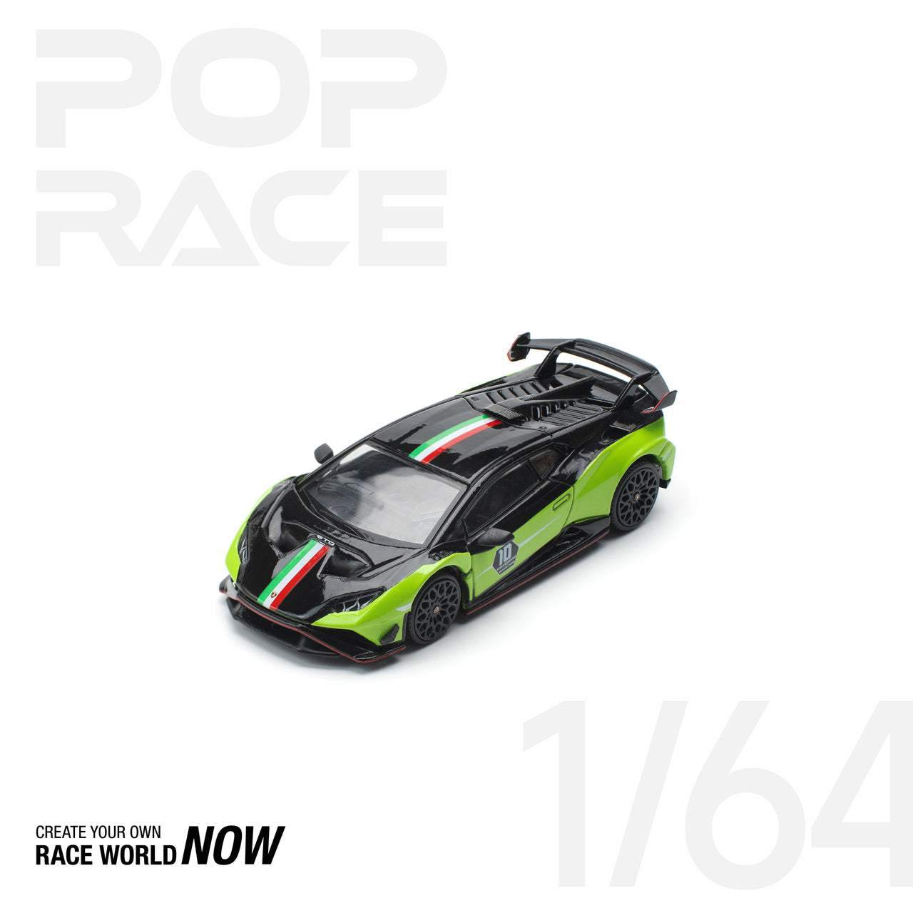 PRE-ORDER Pop Race 1:64 Lamborghini Huracan STO LP640-2 10 ANNIVERSARIO - GREEN/BLACK