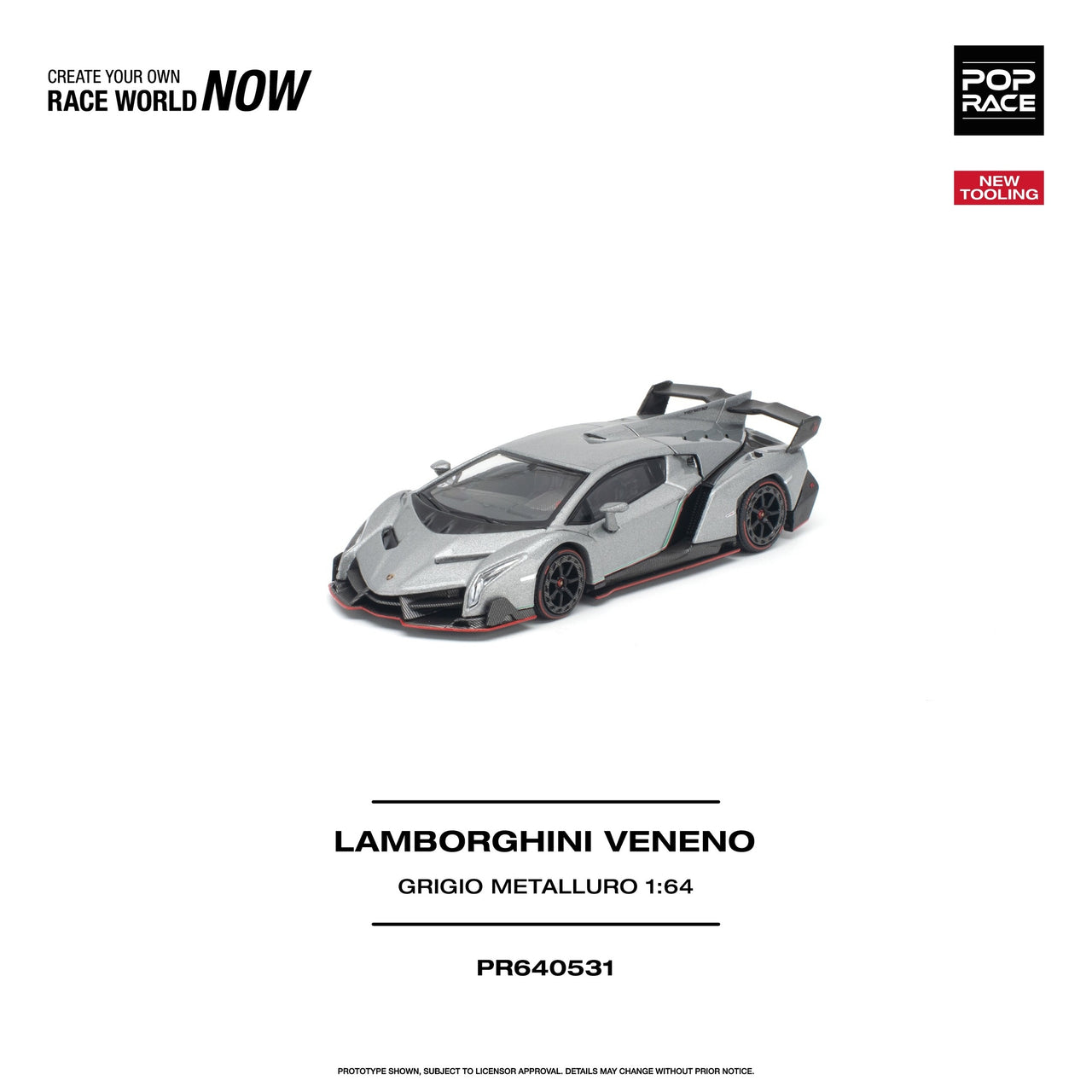 PRE-ORDER Pop Race 1:64 Lamborghini Veneno Grigio Metalluro