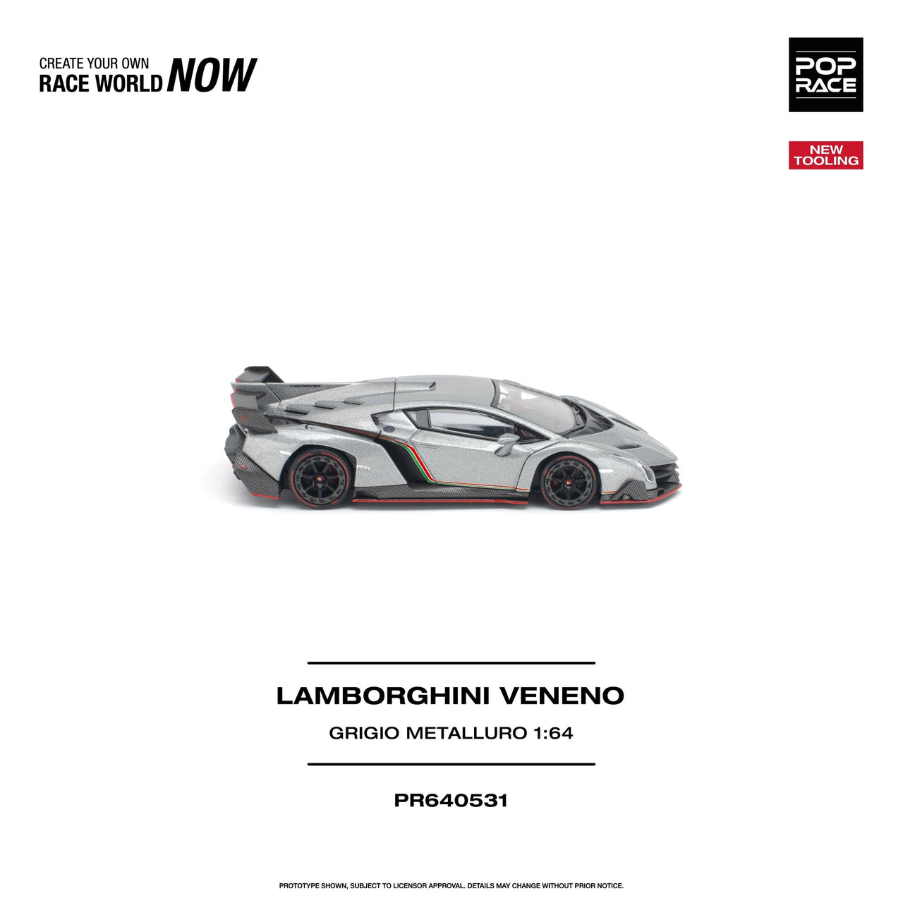 PRE-ORDER Pop Race 1:64 Lamborghini Veneno Grigio Metalluro