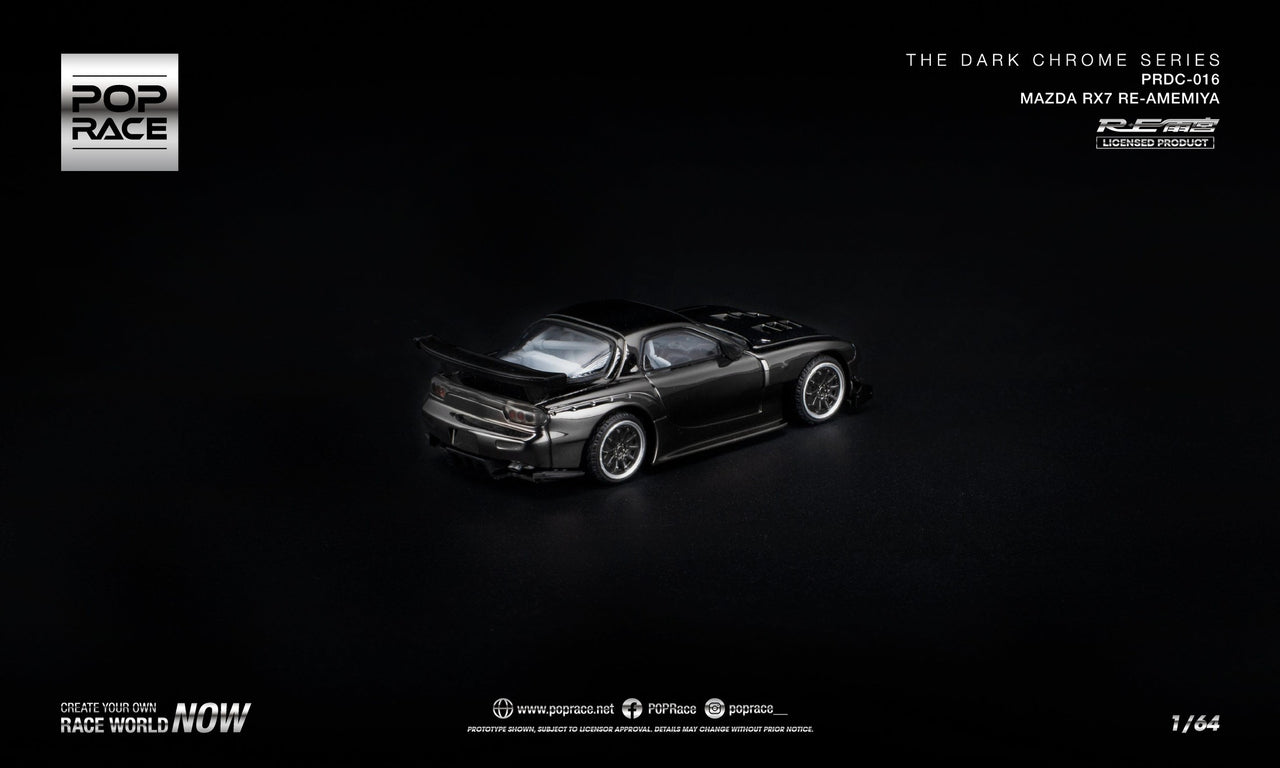 PRE-ORDER Pop Race 1:64 MAZDA RX-7 RE-AMEMIYA DARK CHROME