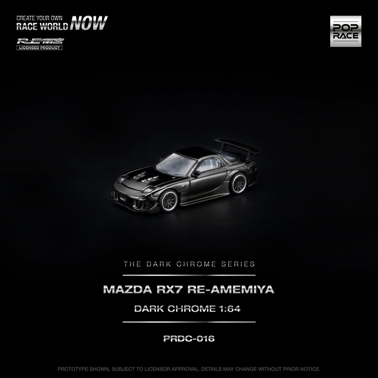 PRE-ORDER Pop Race 1:64 MAZDA RX-7 RE-AMEMIYA DARK CHROME