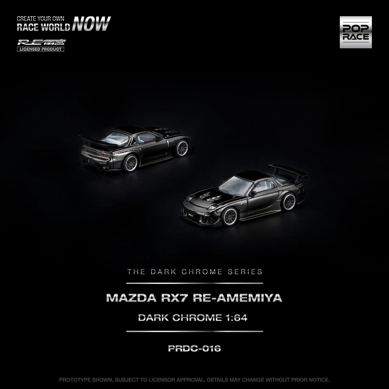 PRE-ORDER Pop Race 1:64 MAZDA RX-7 RE-AMEMIYA DARK CHROME