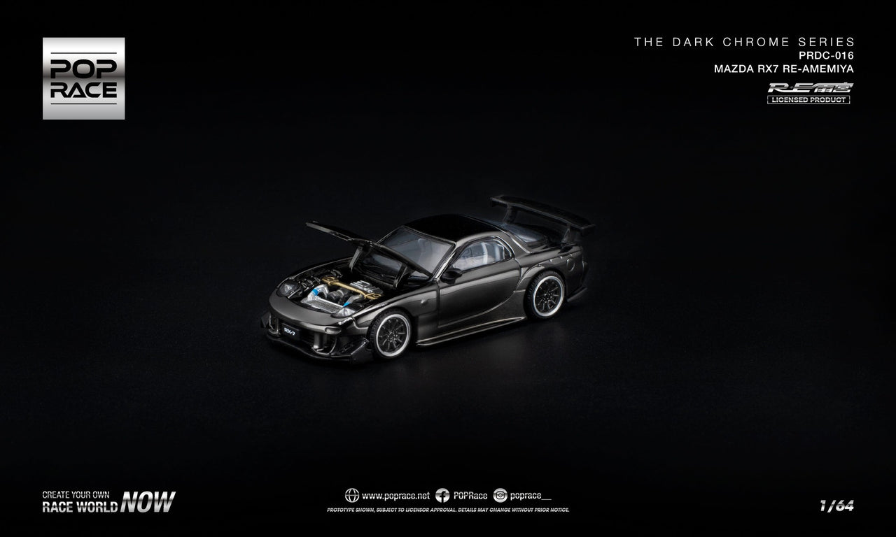 PRE-ORDER Pop Race 1:64 MAZDA RX-7 RE-AMEMIYA DARK CHROME