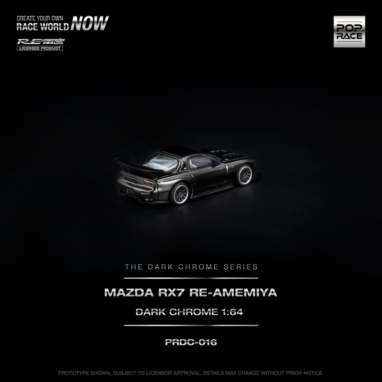 PRE-ORDER Pop Race 1:64 MAZDA RX-7 RE-AMEMIYA DARK CHROME