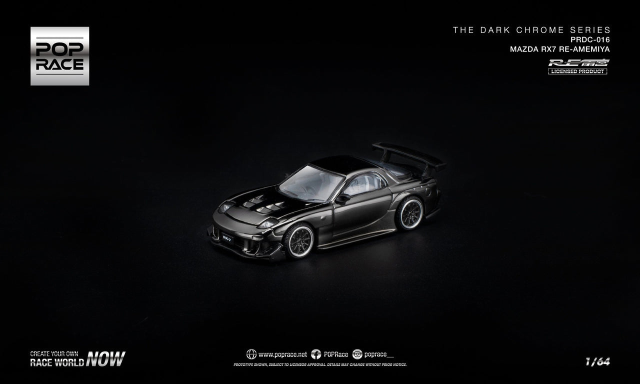 PRE-ORDER Pop Race 1:64 MAZDA RX-7 RE-AMEMIYA DARK CHROME