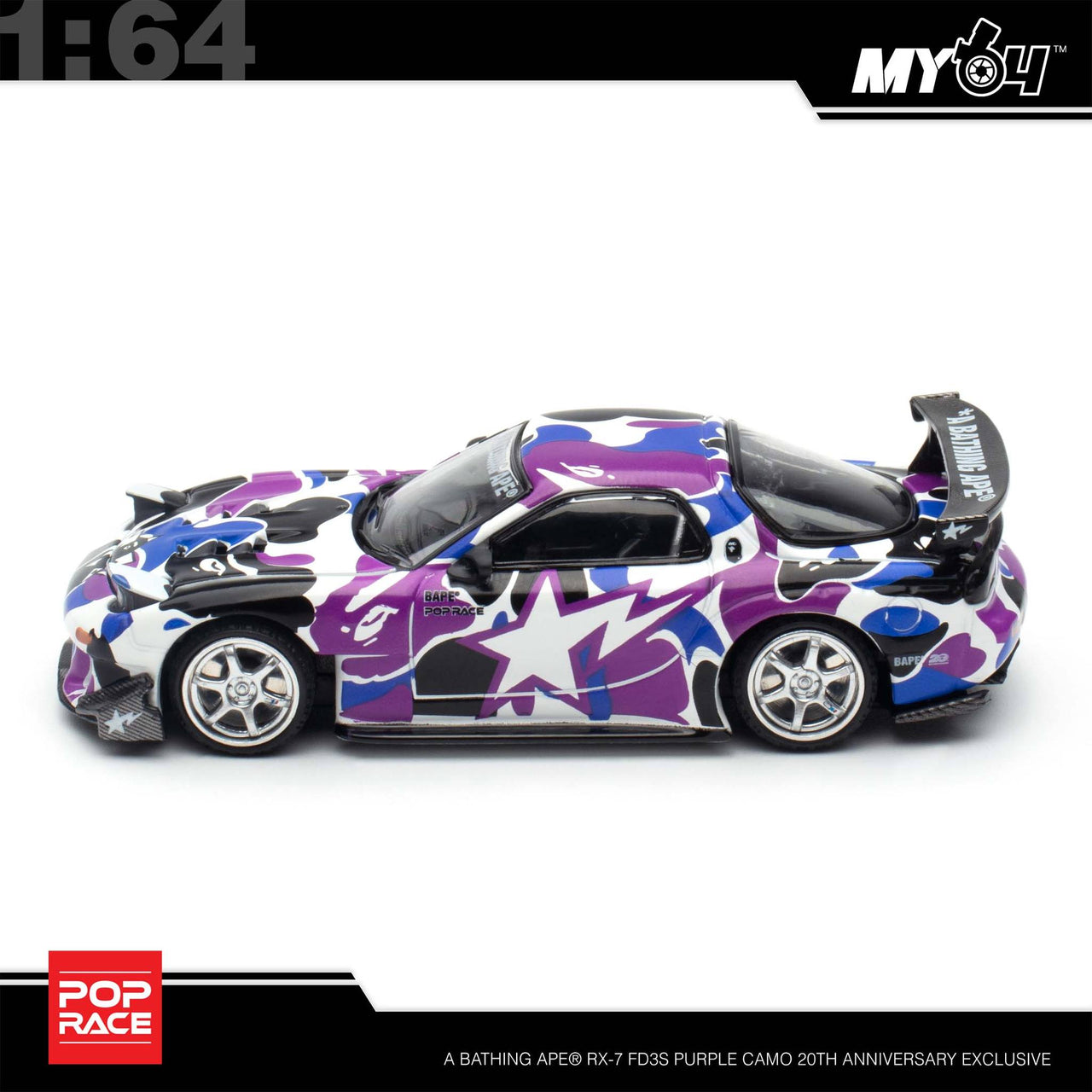 PRE-ORDER Pop Race 1:64 MAZDA RX7 FD3S RE-AMEMIYA BATHING AAPE