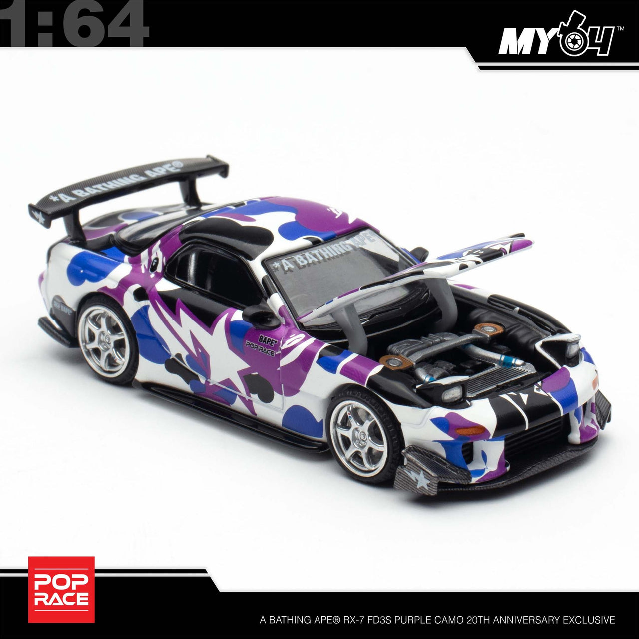 PRE-ORDER Pop Race 1:64 MAZDA RX7 FD3S RE-AMEMIYA BATHING AAPE