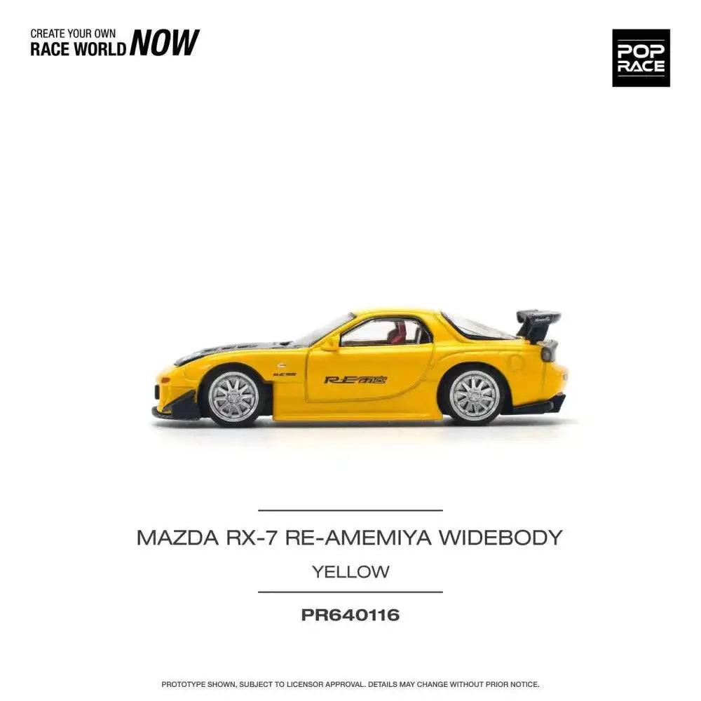 PRE-ORDER Pop Race 1:64 Mazda RX-7 FD3S RE-AMEMIYA Widebody Yellow