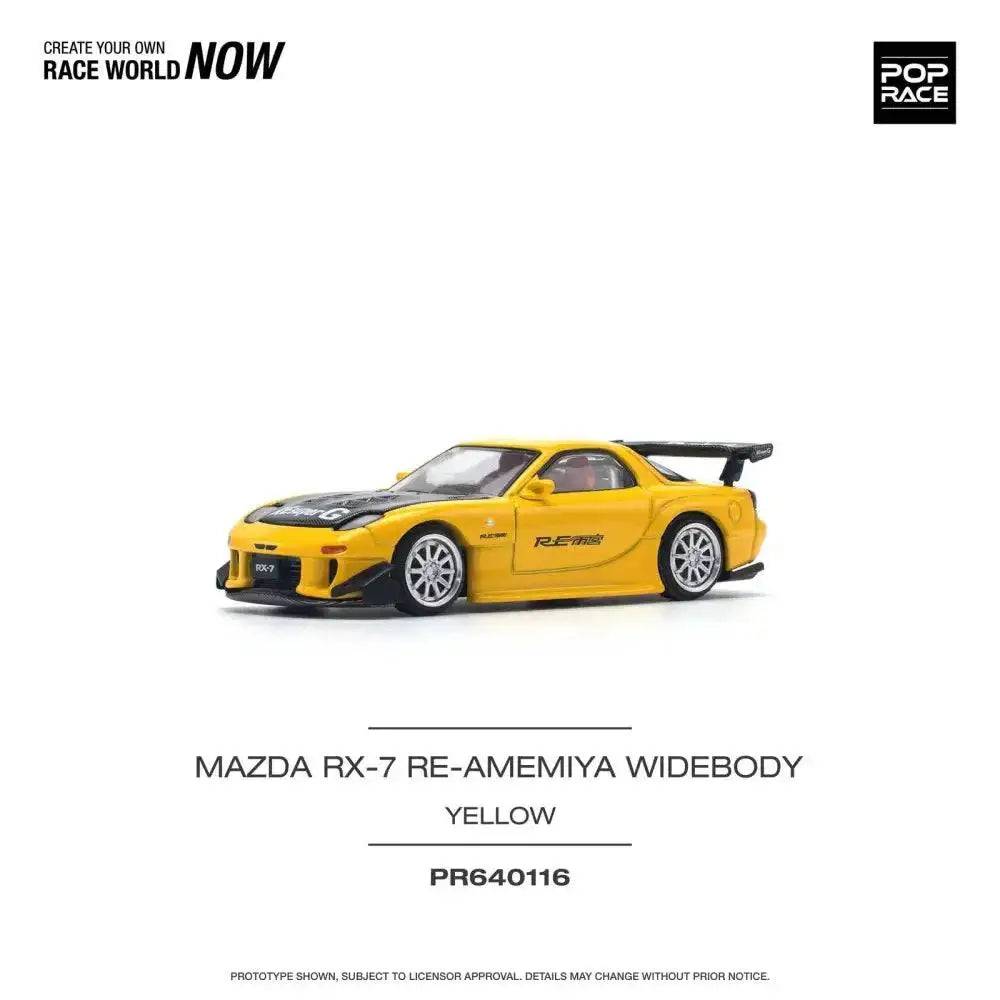 PRE-ORDER Pop Race 1:64 Mazda RX-7 FD3S RE-AMEMIYA Widebody Yellow