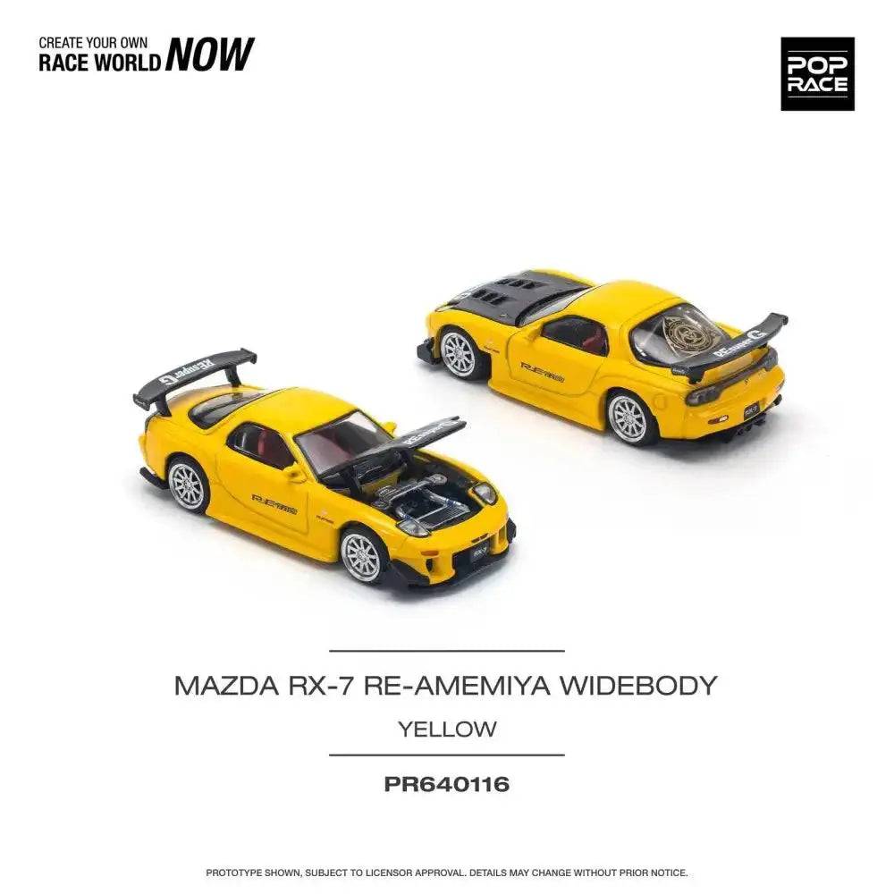 PRE-ORDER Pop Race 1:64 Mazda RX-7 FD3S RE-AMEMIYA Widebody Yellow